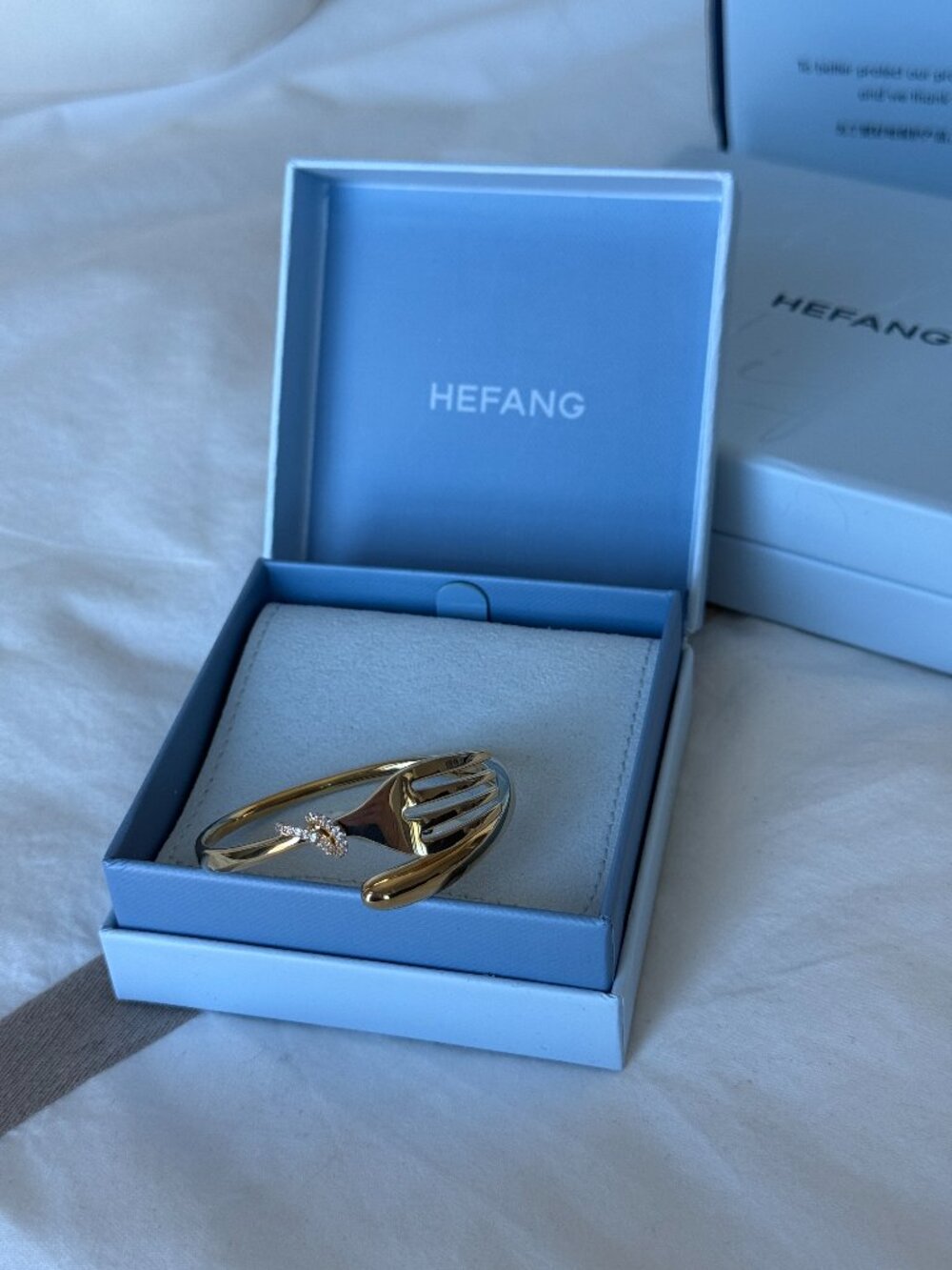 Hefang Jewelry Cutlery Bangle Bracelet in Yellow Gold